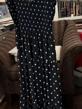 Black & White Polka Dot Smocked Dress